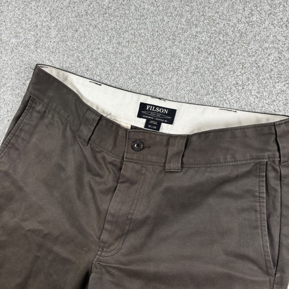 Filson Dry Tin Cloth Pants Mens 32x34 Brown Straight Leg Work Trousers